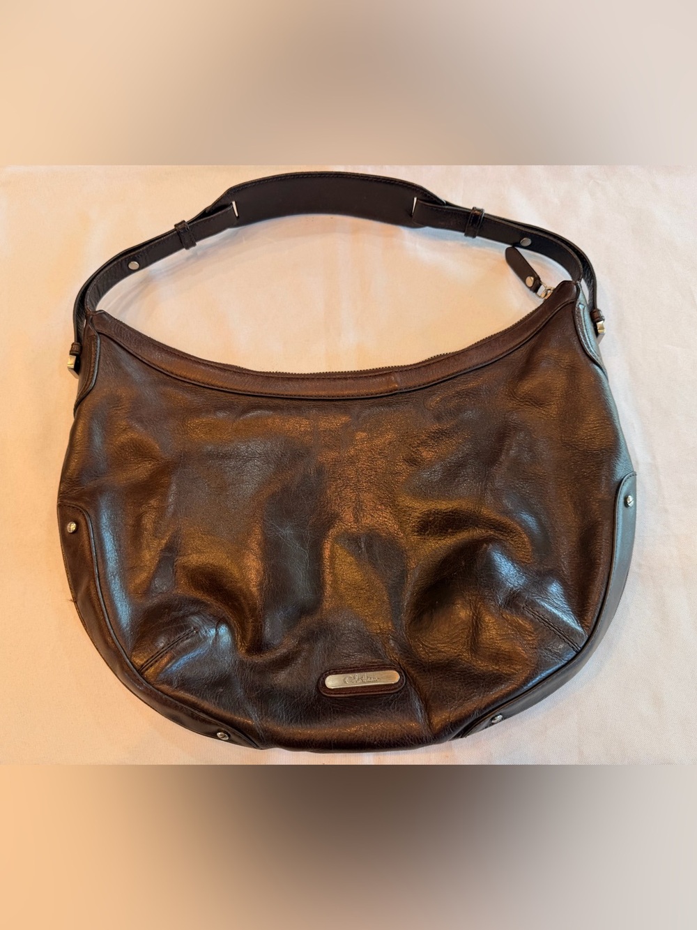 Vintage Cole Haan Brown Slouchy Leather Crescent Large Shoulder Hobo Bag